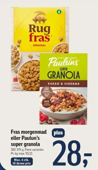 Rugfras morgenmadsprodukt