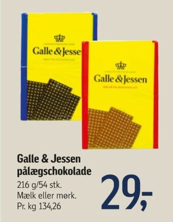 Galle & jessen pålægschokolade mælk
