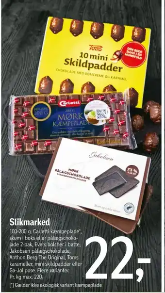 Føtex Carletti chokoladeplade mørk kæmpeplade tilbud