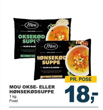Mou okse- eller hønsekødsuppe