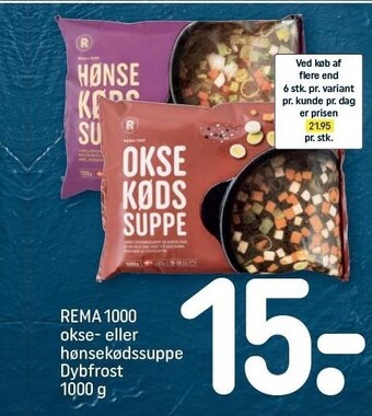 REMA 1000 Rema 1000 okse- eller hønsekødssuppe dybfrost tilbud