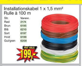 Harald Nyborg Installationskabel 1 x 1,5 mm2 rulle à 100 m tilbud