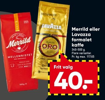 Bilka Merrild eller lavazza Formalet Kaffe tilbud