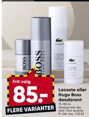 Bilka Lacoste Eller Hugo Boss Deodorant tilbud