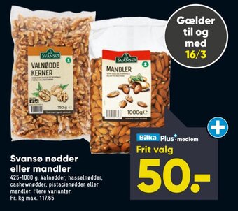 Bilka Svansø Nødder eller Mandler tilbud