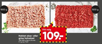 Bilka Hakket Okse-eller Grise-/Kalvekød tilbud