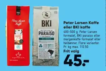 Bilka Peter Larsen Kaffe eller BKI Kaffe tilbud