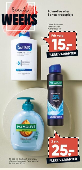 Palmolive eller Sanex Kropspleje