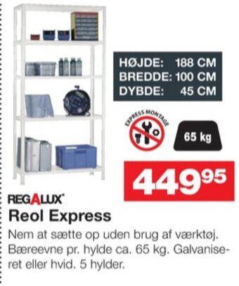 Bauhaus Regalux reol tilbud