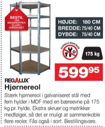 Bauhaus Regalux reol tilbud