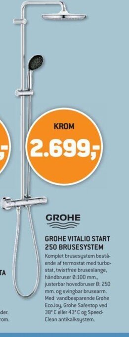 XL-BYG Grohe Vitalio Start 250 Brusesystem tilbud