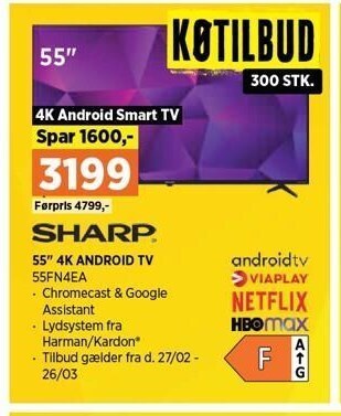 Power 55´´ 4k android tv tilbud