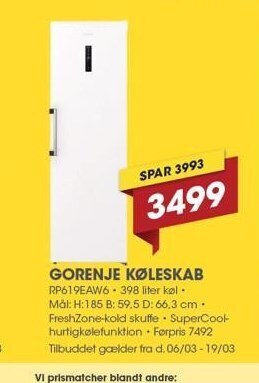 Punkt1 Gorenje køleskab tilbud