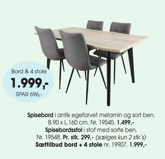 Daells Bolighus Bord & 4 stole tilbud