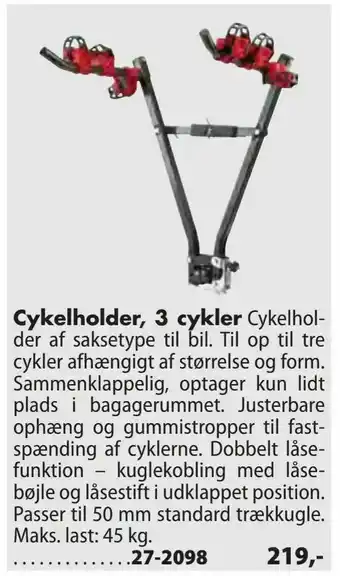 Biltema Cykelholder, 3 cykler tilbud