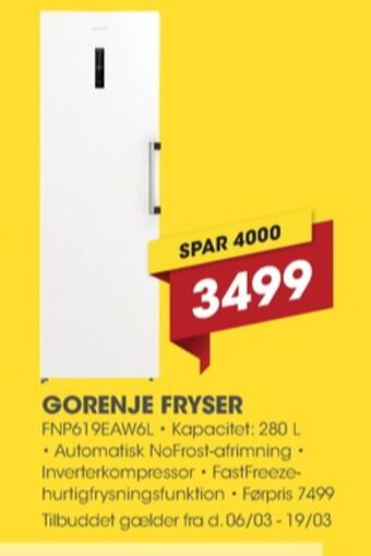 Punkt1 Gorenje fryseskab tilbud