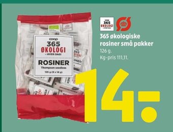 Coop 365 365 Økologiske Rosiner Små Pakker tilbud