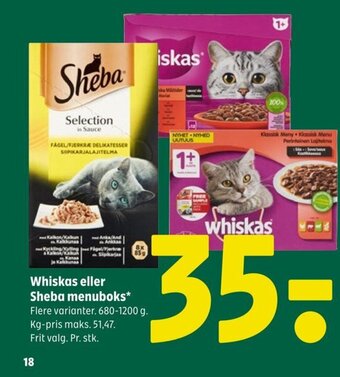 Coop 365 Whiskas eller Sheba Menuboks tilbud