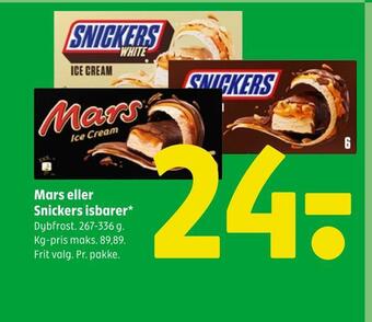 Coop 365 Mars eller snickers isbarer tilbud