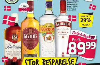 Fleggaard Smirnoff Vokda, Gordon's Gin, Ballentines el. Grant's Whisky tilbud