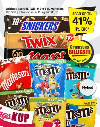Fleggaard Snickers, Mars el. Twix, M&M's el. Maltesers tilbud