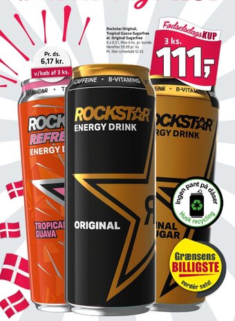 Rockstar Original, Tropical Guava Sugarfree el. Original Sugarfree