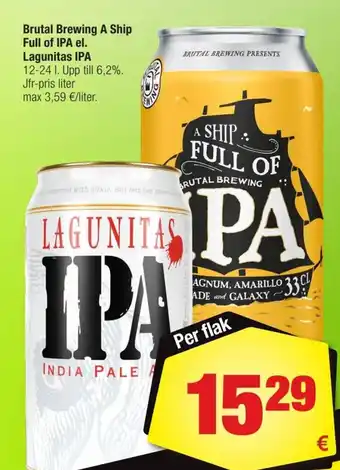 Calle brutal Brewing A Ship Full of IPA el. Lagunitas IPA tilbud