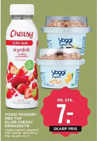 MENY Yoggi yoghurt med top el. cheasy drikkeskyr tilbud
