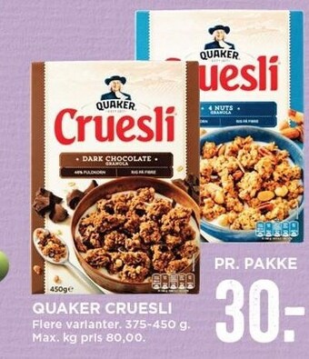 MENY Quaker cruesli tilbud