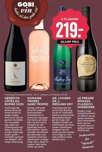 Hérédita côtes du rhône 2020, domaine tropez sand tropez, dr. loosen dr. l. riesling dry eller le preare ripasso classico sup