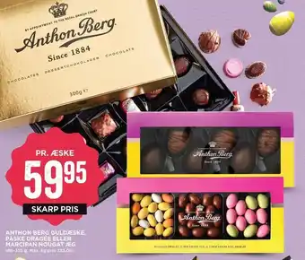 MENY Anthon berg guldæske, påske dragée eller marcipan nougat æg tilbud