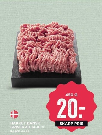 Hakket dansk grisekød 14-18 %