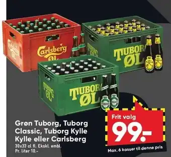 Bilka Grøn tuborg, tuborg classic, tuborg kylle kylle el. carlsberg tilbud