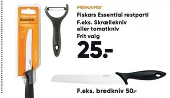 Bilka Fiskars essential restparti f.eks. skrællekniv el. tomatkniv tilbud