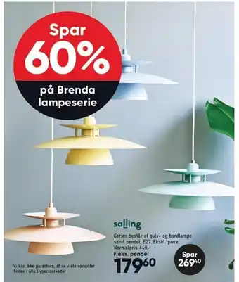 Bilka Spar 60 % på brenda lampeserie tilbud