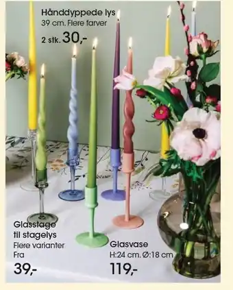 Bilka Glasstage til stagelys, hånddyppede lys el. glasvase tilbud