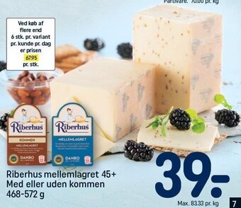 Riberhus mellemlagret 45+ med eller uden kommen
