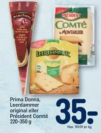 REMA 1000 Prima donna, leerdammer original eller président comté tilbud