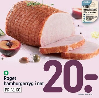 Røget hamburgerryg i net