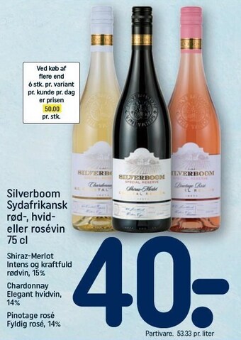 REMA 1000 Silverboom sydafrikansk rød-, hvid- eller rosévin tilbud