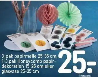 3-pak papirmølle, 1-3 pak honeycomb papirdekoration eller glasvase