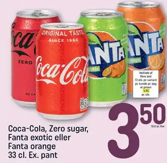 Coca-cola, zero sugar, fanta exotic el. fanta orange