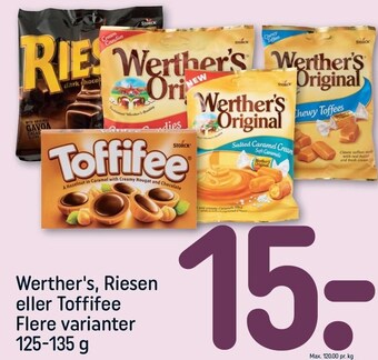 REMA 1000 Werther's, riesen el. toffifee tilbud