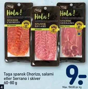 REMA 1000 Tega spansk chorizo, salami eller serrano i skiver tilbud