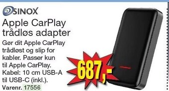Harald Nyborg Sinox apple carplay trådløs adapter tilbud