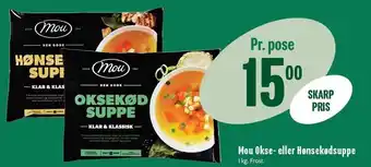 Min Købmand Mou okse- el. hønsekødssuppe tilbud