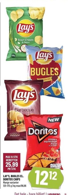 Løvbjerg Lay's, bugles el. doritos chips tilbud