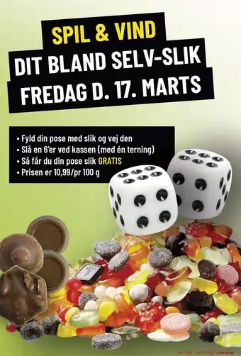 Spil & vind dit bland selv-slik fredag d. 17 marts