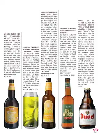 MENY Ørbæk blonde, mikrobryggeriet alefarm brewing, jacobsen papya pale ale, svaneke bryghus eller duvel tilbud