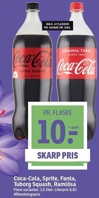 SPAR Coca-cola, sprite, fanta, tuborg squash eller ramlösa tilbud